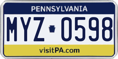 PA license plate MYZ0598