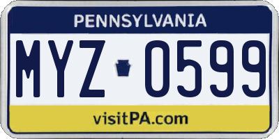 PA license plate MYZ0599