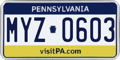 PA license plate MYZ0603