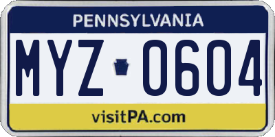 PA license plate MYZ0604