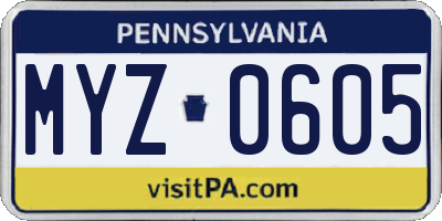 PA license plate MYZ0605