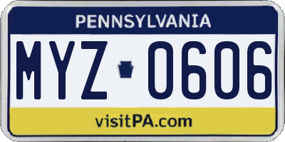 PA license plate MYZ0606