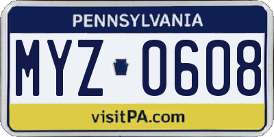 PA license plate MYZ0608