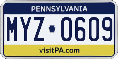 PA license plate MYZ0609