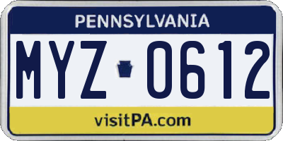 PA license plate MYZ0612