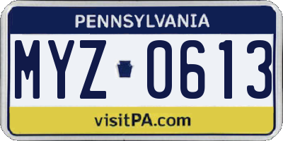 PA license plate MYZ0613