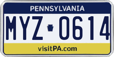 PA license plate MYZ0614