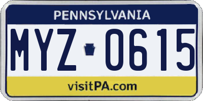 PA license plate MYZ0615