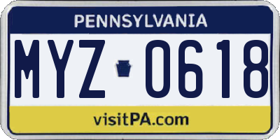PA license plate MYZ0618