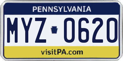 PA license plate MYZ0620