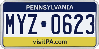 PA license plate MYZ0623