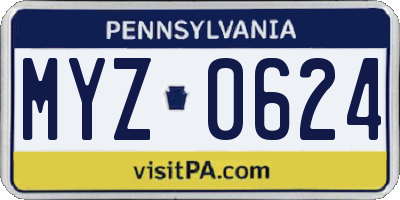 PA license plate MYZ0624