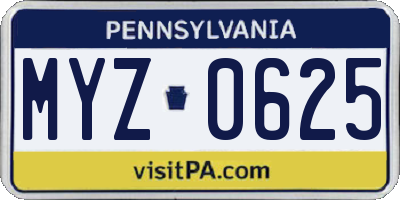 PA license plate MYZ0625