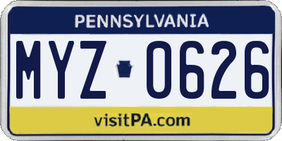 PA license plate MYZ0626