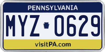 PA license plate MYZ0629
