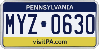 PA license plate MYZ0630