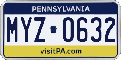 PA license plate MYZ0632