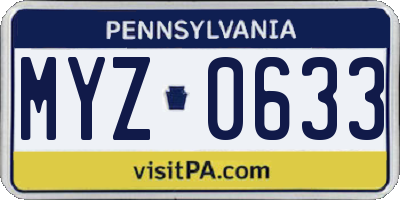 PA license plate MYZ0633