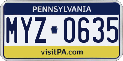 PA license plate MYZ0635