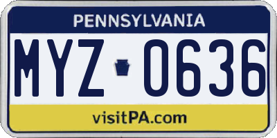 PA license plate MYZ0636
