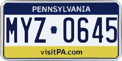 PA license plate MYZ0645