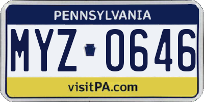 PA license plate MYZ0646