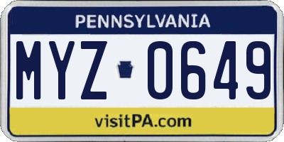 PA license plate MYZ0649