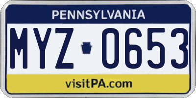 PA license plate MYZ0653