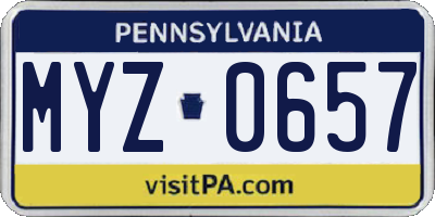 PA license plate MYZ0657