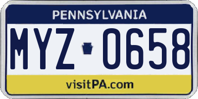 PA license plate MYZ0658