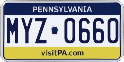 PA license plate MYZ0660