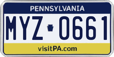 PA license plate MYZ0661