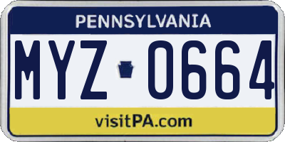 PA license plate MYZ0664