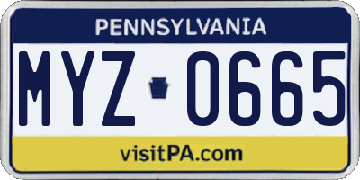 PA license plate MYZ0665