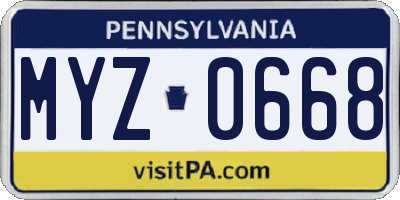 PA license plate MYZ0668