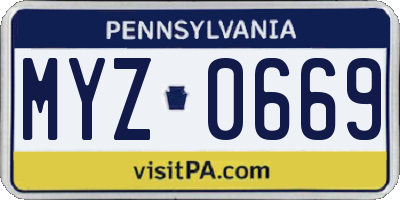 PA license plate MYZ0669