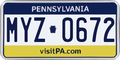 PA license plate MYZ0672