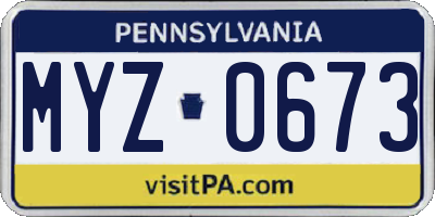PA license plate MYZ0673