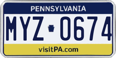 PA license plate MYZ0674