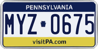 PA license plate MYZ0675