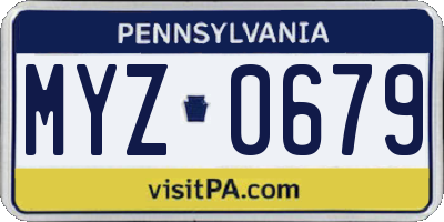 PA license plate MYZ0679