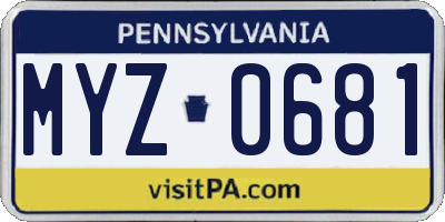 PA license plate MYZ0681