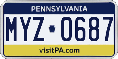 PA license plate MYZ0687