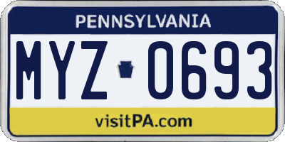 PA license plate MYZ0693