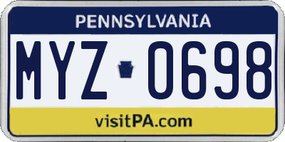 PA license plate MYZ0698