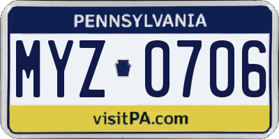 PA license plate MYZ0706