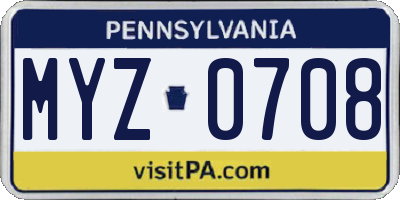 PA license plate MYZ0708