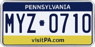 PA license plate MYZ0710