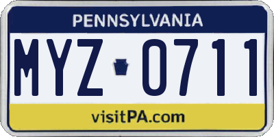 PA license plate MYZ0711
