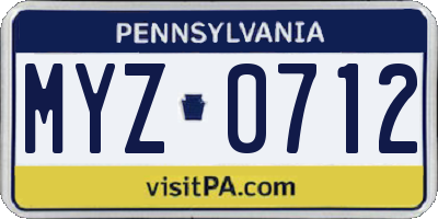 PA license plate MYZ0712